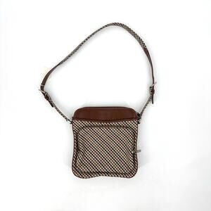 Cole Haan Shoulder Bag Purse Crossbody Adjustable Leather Plaid Brown Multi